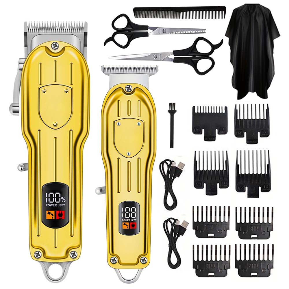 Men'S Grooming Guide - Professionelles kabelloses Haarschneidemaschinen-Set mit Digitalanzeige, T-Blade-Trimmer
