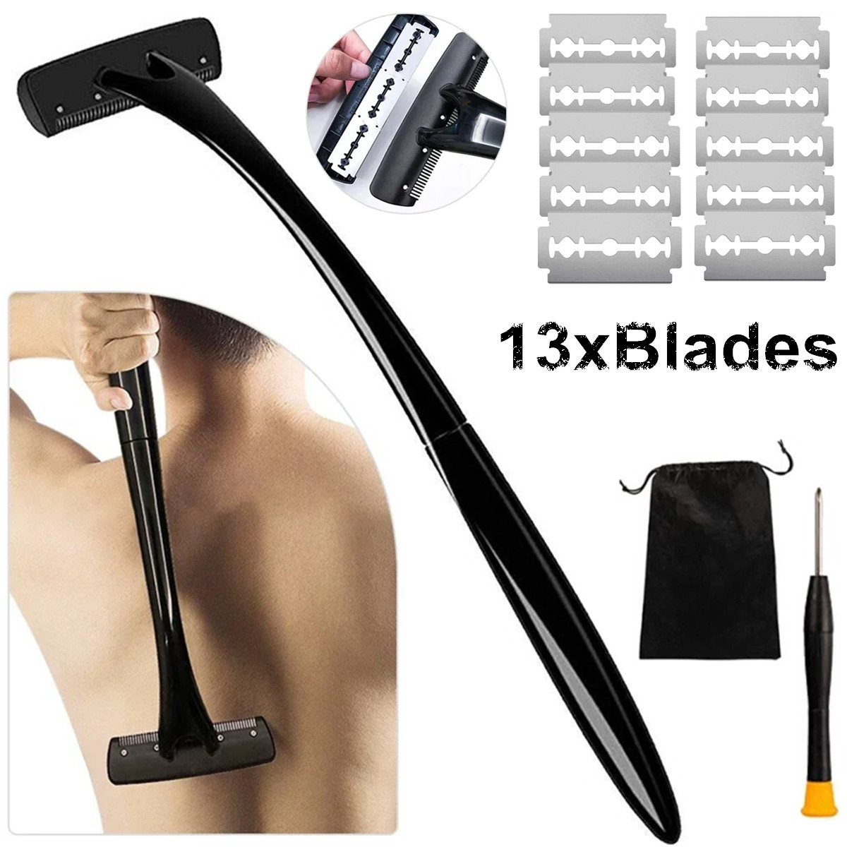 Men'S Grooming Hair Removal - Rückenrasierer mit langem Griff für Männer,